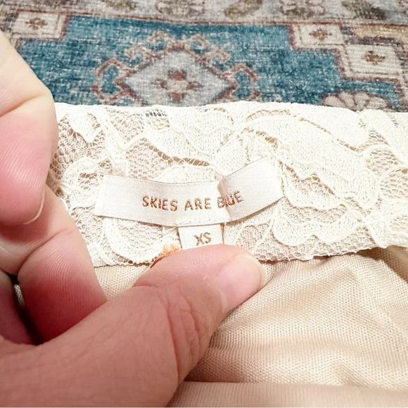 NWT Skies are Blue• Cream and nude lace midi skirt size extra small XS NEW - Picture 6 of 14